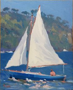 a painting of a sailboat in the water