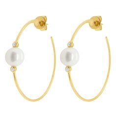 14k GOLD .04 CT GENUINE DIAMONDS 1.50" IN DIAMETER BUTTERFLY BACK CLOSURE Luxury Small Hoop Yellow Gold Pearl Earrings, Gold Diamond, Diamonds, Yellow, Gold