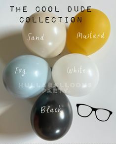 the cool dude collection sand, white, black, fog, lullaballons