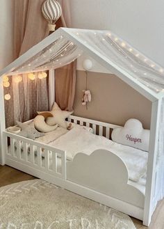 Stylish toddler bed decor with twilight and net on bed design ideas Cozy Baby Room, Ikea Kura