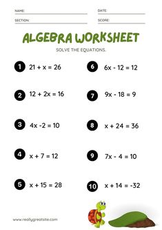 worksheet, worksheets, printable Algebra Games, Algebra Math, Algebraic Equations, Equations Worksheets