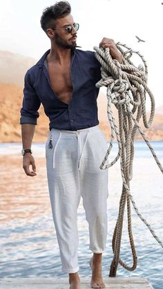 Mens Linen Pants Outfit, Linen Outfits For Men, Linen Outfit Men, Summer Outfits Men Beach, Summer Salmon, Coolest Outfits, Mens Linen Outfits, Linen Outfits, Beach Outfit Men