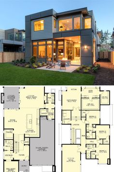 two story house plans that are both modern and open floor plan for the front yard