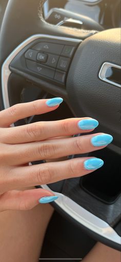 Gel Nails Plain Color Summer, Basic Nail Ideas One Color, Nail Ideas Acrylic Basic, Gel X Nail Trends 2024, Summer Dip Nails Oval, Plain Beach Nails, Plain Summer Nail Colors, Summer Nails For Mexico, Multi Colored Blue Nails