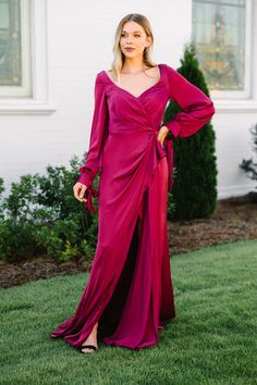 This satin maxi dress is stunning! The fabric itself so luxurious and that fit couldn't be more flattering! The way it gathers at the side and leads in to that sassy slit are perfection! This long sleeve maxi dress is going to be perfect for any black-tie or formal event you may have! This maxi dress features long sleeves, slit, a gathered detail, a zip back closure, and a soft sweetheart neckline. 
Dress is based on UK sizes UK 8 = US 4UK 10 = US 6UK 12 = US 8 UK 14 = US 10
Material has no amount of stretch.Cam is wearing the small. Sweetheart Neckline Dress, Neckline Dress, Satin Maxi, Satin Maxi Dress, Sleeve Maxi Dress, Long Sleeve Maxi, Red Satin, Burgundy Red, Long Sleeve Maxi Dress