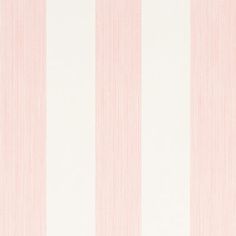 a pink and white striped wallpaper with vertical stripes on the bottom half of it