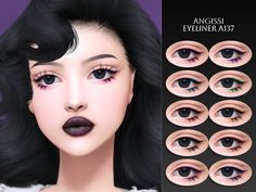 an animated image of a woman's eyes with different makeup colors and lashes on her face