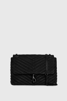 Edie Flap Shoulder Bag – Rebecca Minkoff Black Shellac, Edgy Classic, Matte Black Hardware, Model Images, Classic Accessories, Flap Shoulder Bag, Womens Designer Handbags, Dog Clip, Shoe Size Conversion