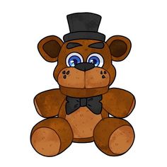 a brown teddy bear with a top hat and bow tie on it's head