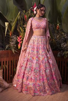 Aneesh Agarwaal, Peach Mirror, Orang India, Organza Lehenga, Outfits Indian