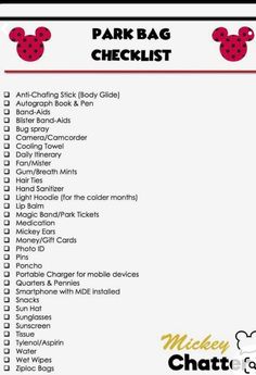 mickey mouse party checklist is shown here