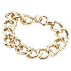 The bracelet is 13mm wide, 7.25 inches in length, made of 14K yellow gold, and weighs 43.1 DWT (approx. 67.03 grams). Tiffany And Co Bracelet, Gold Link Bracelet, Round Sapphire, Tiffany And Co, Chain Link Bracelet, Tiffany & Co., Link Bracelets, Chain Bracelet, Citrine