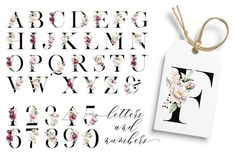 Alphabet with Watercolor Flowers Letters Flowers Letters, Vinyl Decal Projects, Peonies Watercolor, Birthday Projects, Watercolor Lettering, Alphabet Clipart, Watercolor Set, Flower Letters, Painted Letters