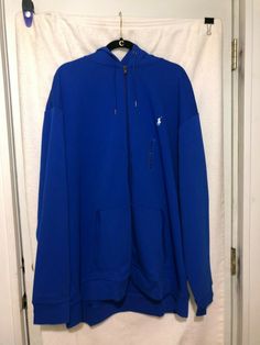 NWTS POLO RALPH LAUREN FULL ZIP ROYAL BLUE HOODIE. SIZE 3XLT Ralph Lauren Tracksuit, Royal Blue Hoodie, Blue Hoodie, Double Knit, Big And Tall, Double Knitting, Full Zip Hoodie, Zip Hoodie, Polo Ralph