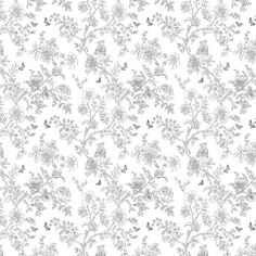 a white and gray floral wallpaper pattern