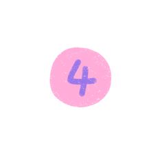 the number four is drawn in purple ink on a white background with a pink circle