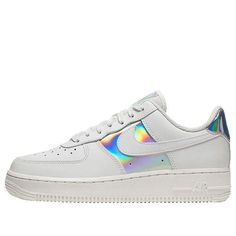 (WMNS) Nike Air Force 1 Low 'White Iridescent' CJ9704-100 (AF1/SNKR/Women's) Iridescent Sporty Sneakers For Streetwear, Sporty Iridescent Sneakers For Streetwear, Casual Iridescent Sneakers For Streetwear, Iridescent Low-top Sneakers For Sports, Nike White Sneakers With Reflective Details, Disney 2024, Nike Air Force 1 Low, Air Force 1 Low, Nike Air Force 1