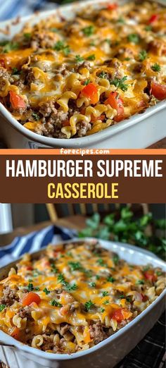 this hamburger supreme casserole is loaded with ground beef and cheese