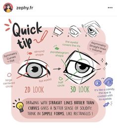 an eye with the words quick tip in front of it and instructions on how to draw