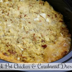 a crock pot filled with cheese and meat in the slow cooker for casserole