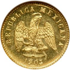 a gold coin with an eagle on it