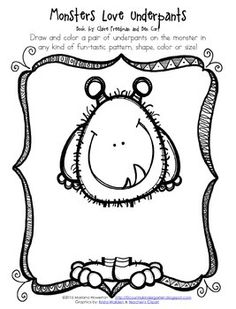 Treat your little readers with a fun follow-up activity to the story Monsters Love Underpants! Students add some fun-tastic underpants to the monster in any color, shape, size or pattern! Includes: 1 black/white activity sheetBe sure to check out more freebies like this at my blog! Monster Room, Monster Theme Classroom, Space Theme Preschool, Monster Coloring Pages, Monster Theme, Halloween Math, Monster Birthday, Preschool Curriculum, Cozy Mysteries