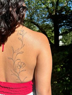 Spine Tattoos For Women Vines, Spine Tattoos For Women, Spine Tattoos, Back Tattoo, Tattoos For Women, Tatting, Tattoos