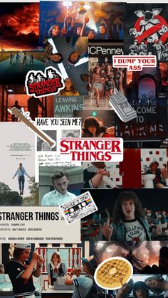 a collage of images with the words strange things on them