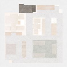 an abstract painting with squares and rectangles in grey, brown, beige and white