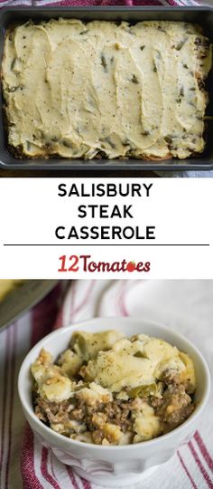 two pictures showing different types of casserole