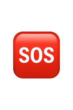 a red square button with the word sos in white letters on it's side