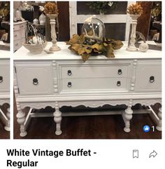 white vintage buffet - regular with decorative items on top