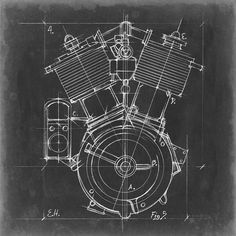 Motorcycle Engine Blueprint IV Poster Print - Ethan Harper-VARPDX132530Z Image 1 Engine Blueprint, Engineering Poster, Study Hacks, Blueprint Art, West Lafayette, Fantasy Concept, Canvas Drawing, Tattoos Women, Blue Prints