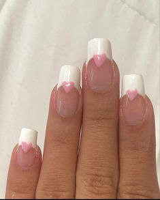 Medium Length Cute Nails, Birthday Nail Inspo Short, Pink Nails Ideas Square, Cute White And Pink Nails, Hello Kitty Nails Easy, Simple Hello Kitty Nails, Easy Simple Nail Designs, Nail Ideas Medium Length, Cute Nail Inspo Short