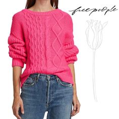 Free People Dream Mixed-Knit Hibiscus Highlight Sweater This Crewneck Sweater Is Crafted Of Mixed Stitches. Approx. Measurements Laying Flat: **Oversized** Size: Xs - Can Fit A Medium Bust: 20” Arm Pit To Pit Waist: 19” Across Length: 22.5” Sleeve Length: 28” Color: Hibiscus Highlight ~ Crewneck ~ Drop Shoulders ~ Long Sleeves ~ Pullover Style 60% Cotton/40% Acrylic Hand Wash Relaxed Fit Cable Knit Sweater For Spring, Trendy Chunky Knit Top, Oversized Cropped Sweater, Blush Pink Sweater, Oversized Pullover Sweaters, Light Knit Sweater, Oversized Sweater Women, Pink Knit Sweater, Oversized Knitted Sweaters