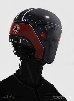 a helmet that is on top of a person's head with red light coming from it