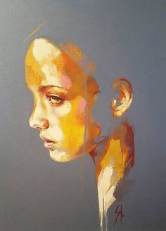 a painting of a woman's face and ear