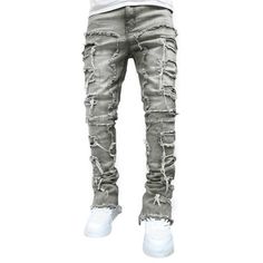 PRICES MAY VARY. [Soft Material]:Mens black slim fit ribbed jeans,stacked destroyed stright skinny denim pants for men,made of cotton blend with ultra soft and skin-friendly texture,it's extra soft to the touch, ensuring you look and feel great throughout the day. [Special Features]:Men’s stright leg relaxed fit biker jeans,dancer athletic sateen stretch denim jeans,vintage style fairy patch denim pants uses patchwork,elastic waist,stacked patches,distressed, frayed hem,raw hems,zipper and butto Wash Jeans Outfit, Camo Pants Men, Stacked Jeans, Patch Pants, Patch Jeans, Retro Jeans, Stylish Jeans, Men Trousers, Denim Patches