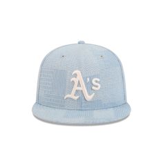 The Oakland Athletics Patch Denim 9FIFTY Snapback features an embroidered Athletics logo at the front panels and a denim patch fabrication throughout. Additional details include a snapback closure at the rear and a gray undervisor. Spring Snapback Baseball Cap With Logo Patch, Spring Logo Patch Snapback Baseball Cap, Denim Snapback Baseball Cap For Streetwear, Denim Blue Baseball Cap For Streetwear, Denim Snapback Trucker Hat, Denim Snapback Hat, Athletics Logo, Patch Denim, All Nfl Teams