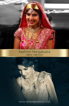 a woman in a red and gold outfit with jewelry on her head is smiling at the camera