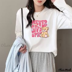 Olivia Mark - White Loose-Fitting Cotton Long sleeve T-shirt, Ideal for Layering Sleeve Stencil, Layered T Shirt, Sophisticated Dress, Long Sleeve Short Dress, Cotton Linen Fabric, Puff Sleeve Blouse, Sweatshirt Dress, Hoodie Dress, Base Layer