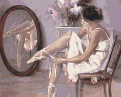 paint by numbers | Preparing ballerina shoes | dance easy | FiguredArt Dancer Dress, Hur Man Målar, Oil Canvas, Ballet Dancer, Painted Canvas, Paint By Numbers, Ballerina Shoes, Paint By Number Kits, Learn To Paint