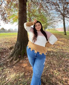 Gorgeous 3 color block sweater. Cute and fuzzy. White, pink and brown. Stretchy. Long sleeve. Cozy Brown Color Block Sweater, Pink Long Sleeve Sweater With Contrast Color, Pink Color Block Sweater For Fall, Fall Color Block Pink Sweater, Roanoke Va, Womens Sweatshirts, Sweater Cute, Pink And Brown, Color Block Sweater