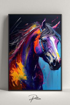 a painting of a horse on a wall