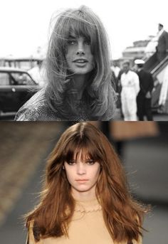 two pictures one with long hair and the other with bangs