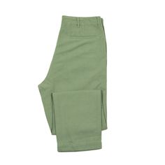 "Two pleats, a full cut, and a broken in cotton/linen twill mean these are the kind of pants you really just want to wear day in and day out and run to the ground this summer. Luckily, that's what Wythe designer Peter Middleton had in mind, so take his word for it and live in them." --- Kyle Details 65% cotton, 35% linen twill Based off 1940s US military chino with high waist, two pleats, button fly, Mil-Spec Urea buttons Single coin pocket, two slant hip pockets and two rear welt pockets Made i Ankle-length Linen Chinos With Welt Pockets, Mid-rise Cotton Chinos With Pockets, Green Full-length Chinos With Pockets, Chinos With Pockets And 5-inch Inseam, Chino Cotton Twill Bottoms With Five Pockets, Straight Leg, Mil Spec, Umbrella Shop, Trouser Suits, Square Scarf