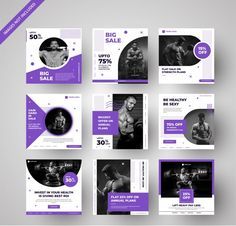 purple and white social media post templates