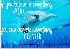 a man swimming in a pool with the words you can achieve something greater than being able to