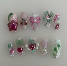 Charm Nail, Pointed Nails, Gem Nails, Vintage Kitsch