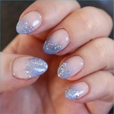 Periwinkle ombré sparkle nail art Periwinkle Sparkle Nails, Periwinkle Ombre Nails, Something Blue Wedding Nails, Blue Ombre Glitter Nails, Periwinkle French Tip Nails, Blue Sparkle French Tip Nails, Ombré Sparkle Nails, Blue Sparkly Nails, Sparkle Nail Art